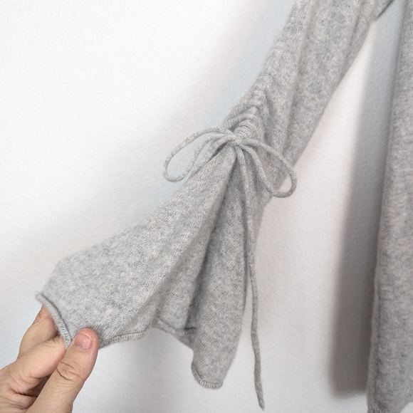 Project J Grey Tie Sleeve Crew Neck 100% Cashmere Sweater Size L - Picture 5 of 7